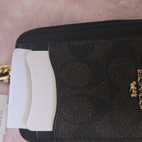 NWT Coach Black Card Holder with Gold Chain - Picture 5 of 11